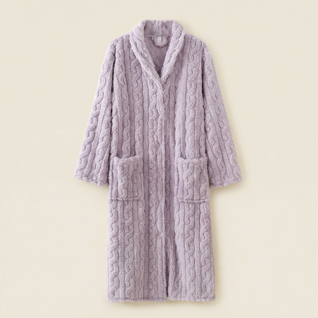 Peignoir Long Femme en Polaire Torsadée Chaud et Doux