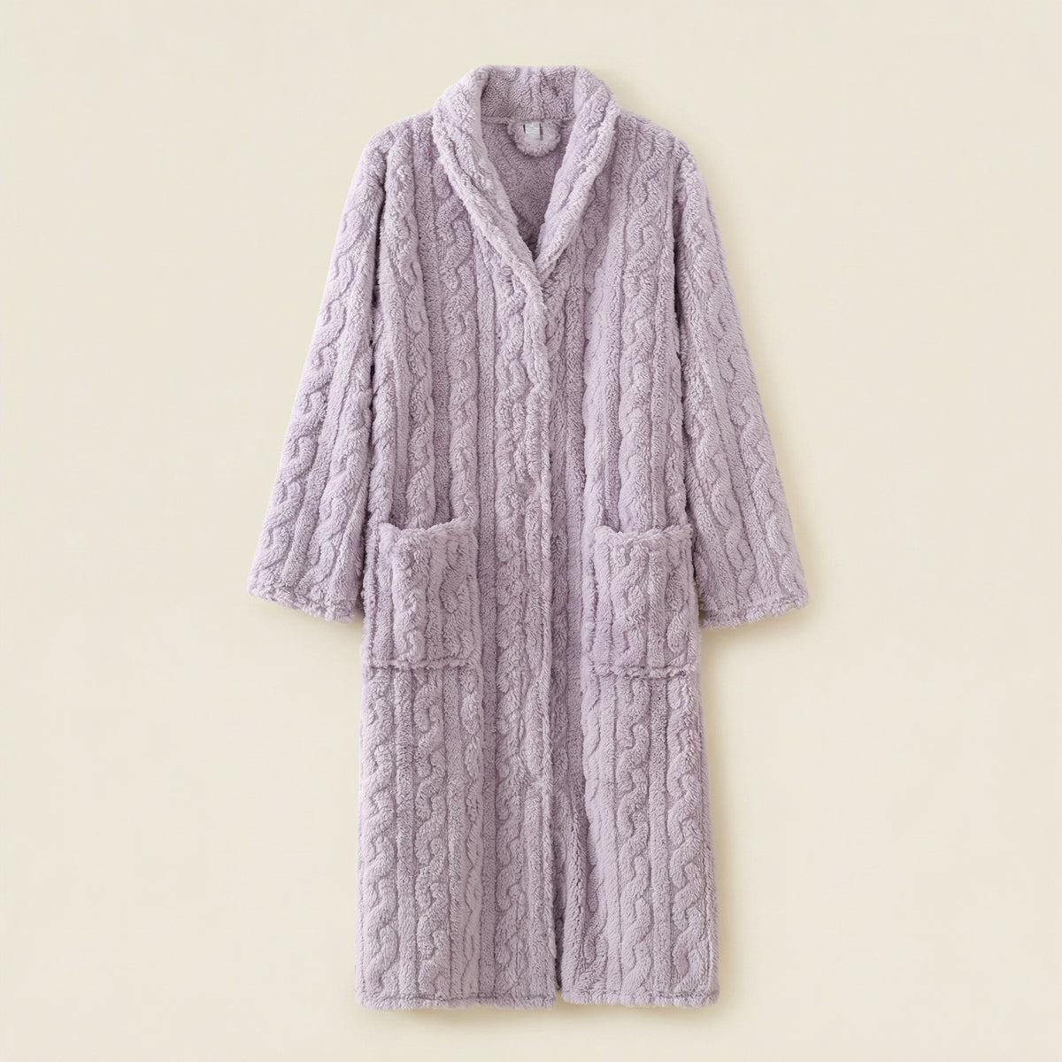 Peignoir Long Femme en Polaire Torsadée Chaud et Doux