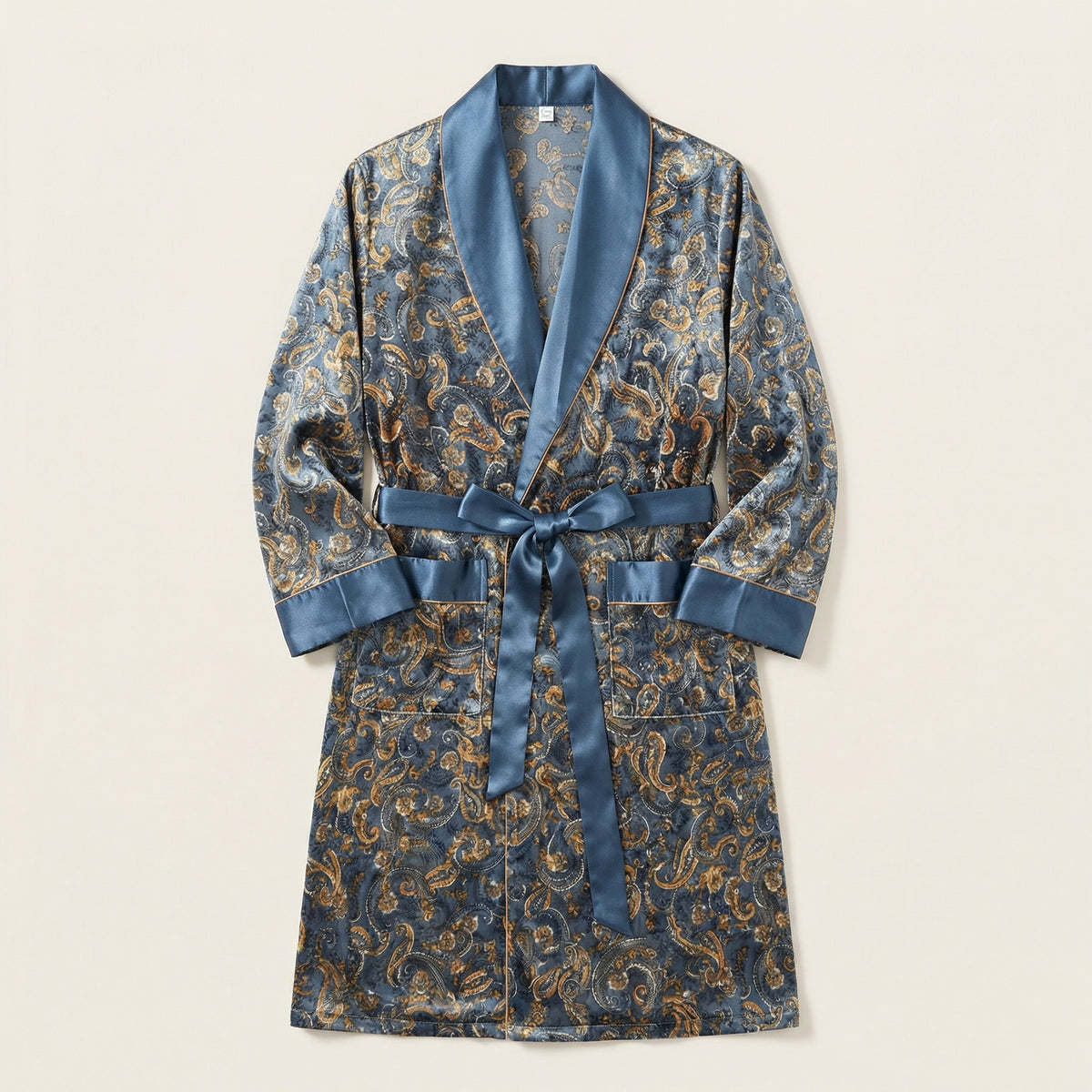 Peignoir Kimono Homme Été en Soie Motif Baroque