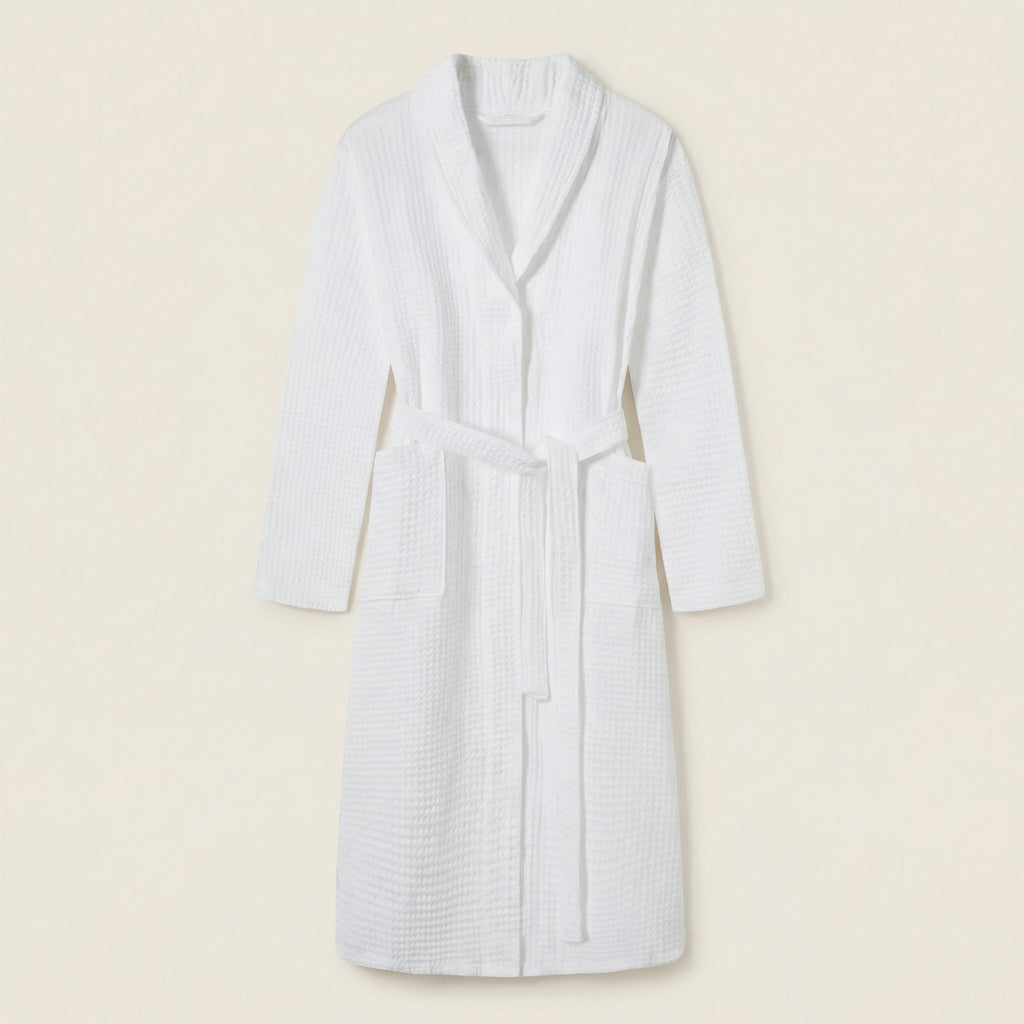 Peignoir Long Mixte en Coton Nid d’Abeille