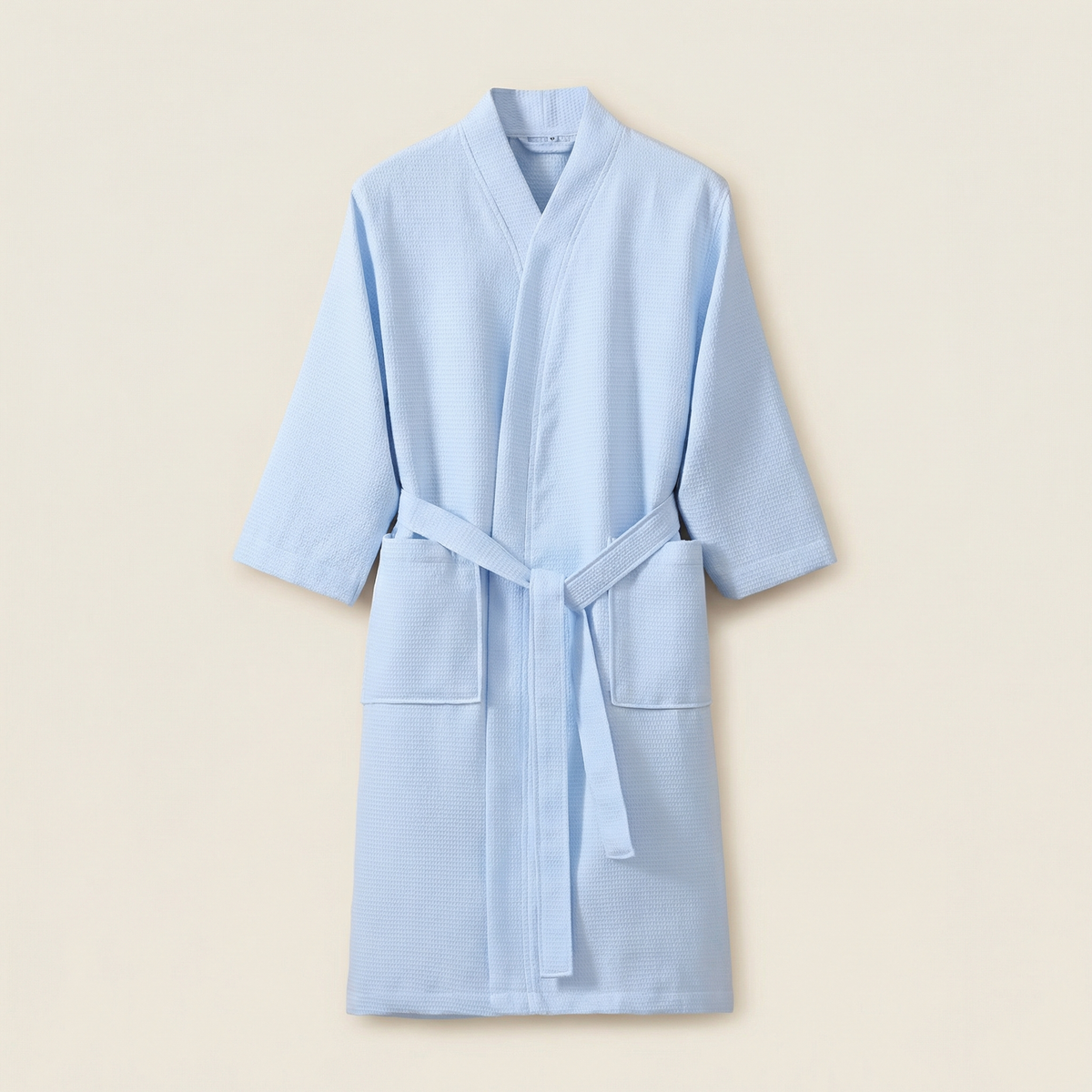 Peignoir Kimono Mixte en Coton Nid d’Abeille Léger Style Minimal