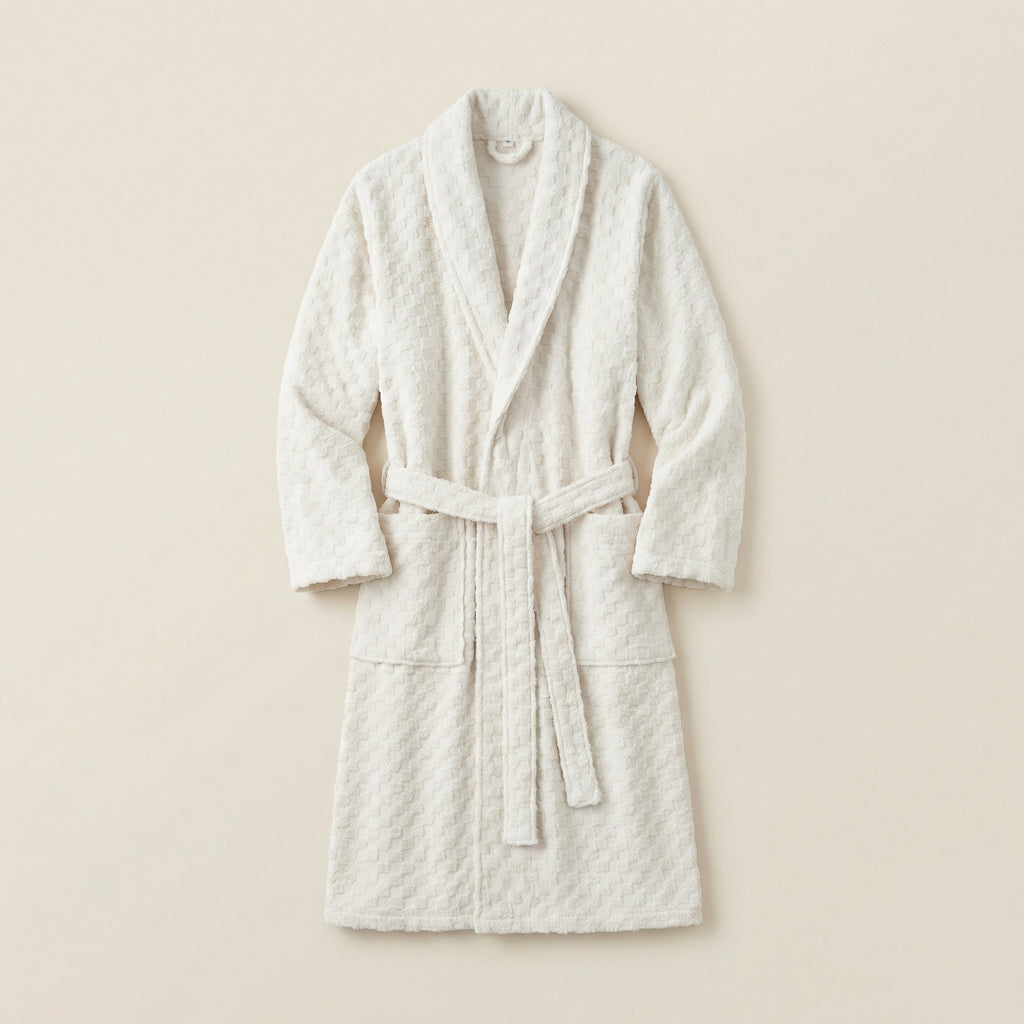 Peignoir Long en Coton Jacquard Damier