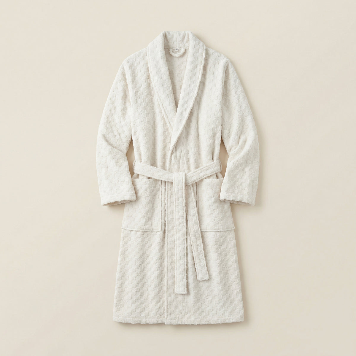 Peignoir Long en Coton Jacquard Damier