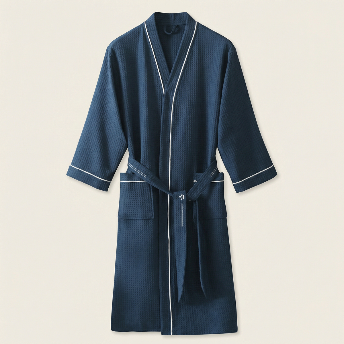 Peignoir Kimono Mixte en Coton Nid d'Abeille Léger