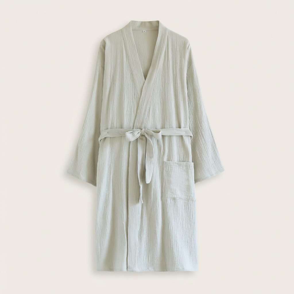 Peignoir Femme Coton Respirant Léger Coupe Kimono
