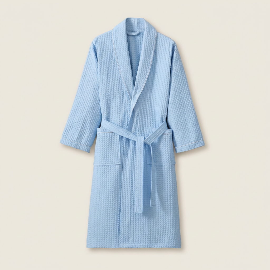 Peignoir Nid d'Abeille Long Minimaliste en Coton