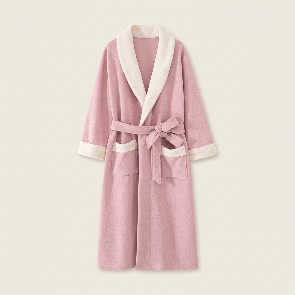 Peignoir Long Bicolore Col Châle Épais