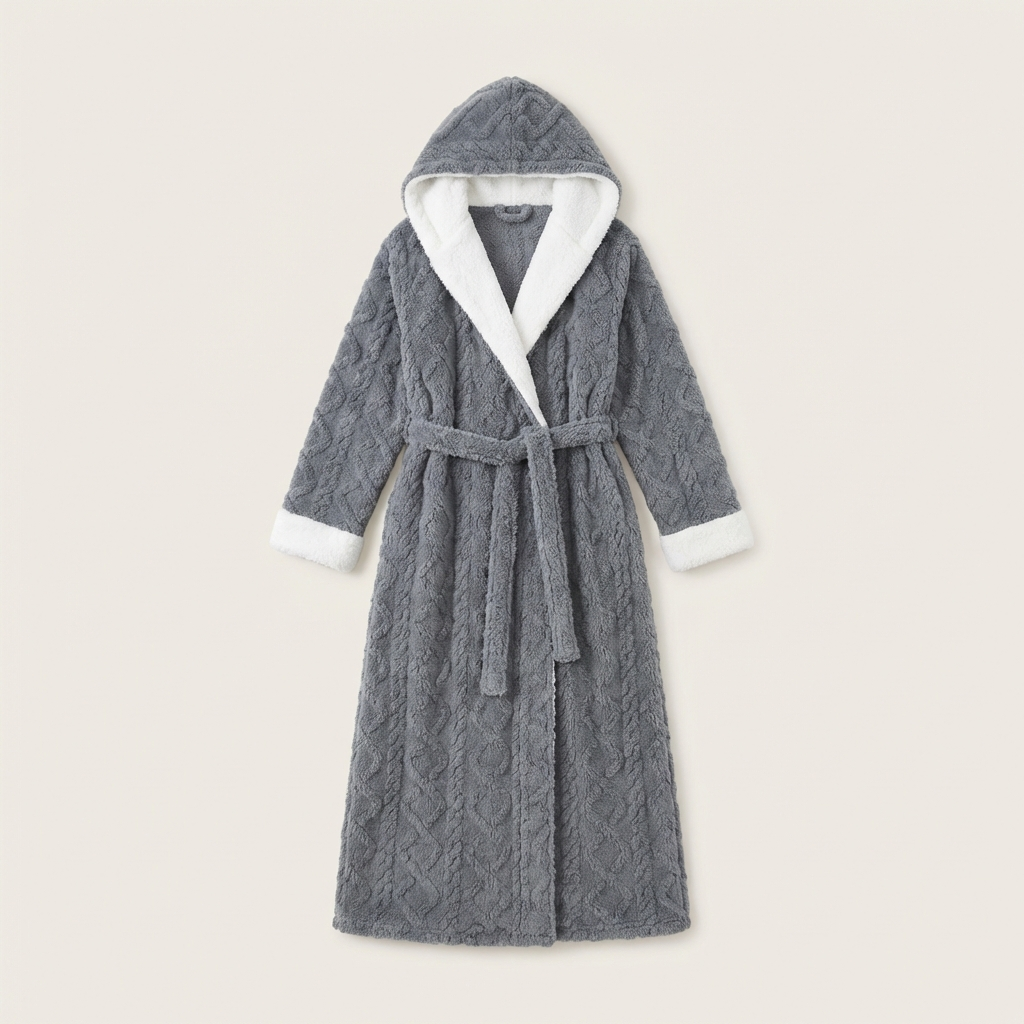 Peignoir Plaid Femme à Capuche Ultra-Long