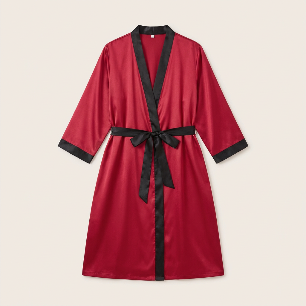 Peignoir Kimono Long Femme Rouge Grande Taille