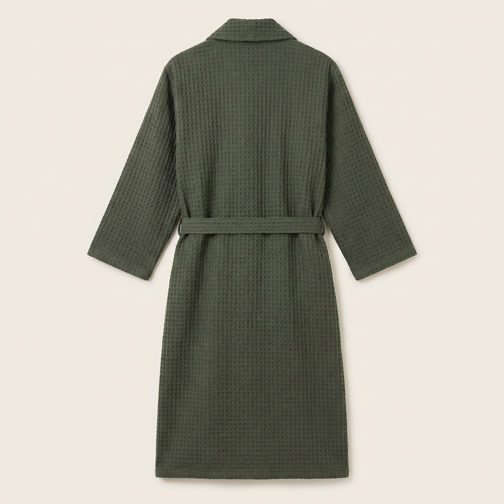 Peignoir Kimono Mixte en Coton Nid d’Abeille Long et Léger