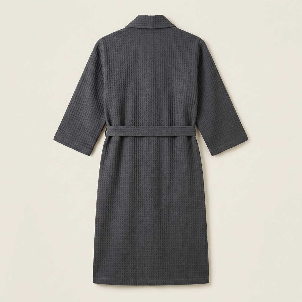Peignoir Kimono Mixte en Coton Nid d’Abeille Long et Léger