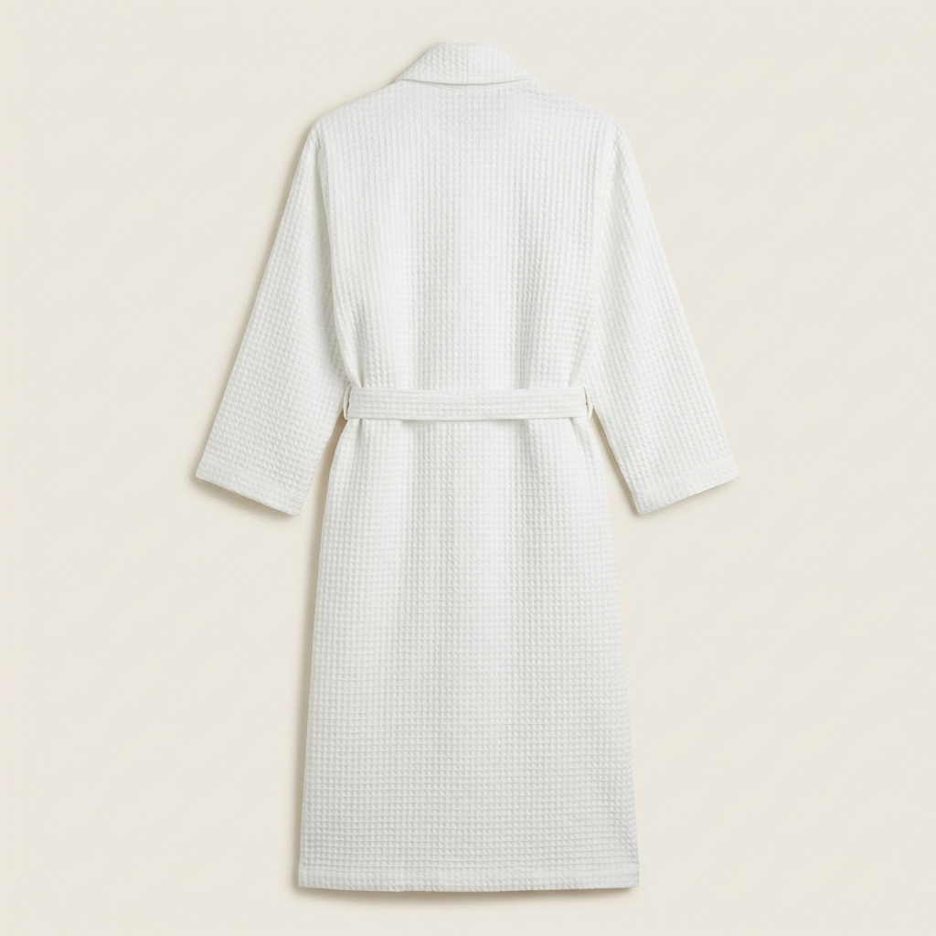 Peignoir Kimono Mixte en Coton Nid d’Abeille Long et Léger