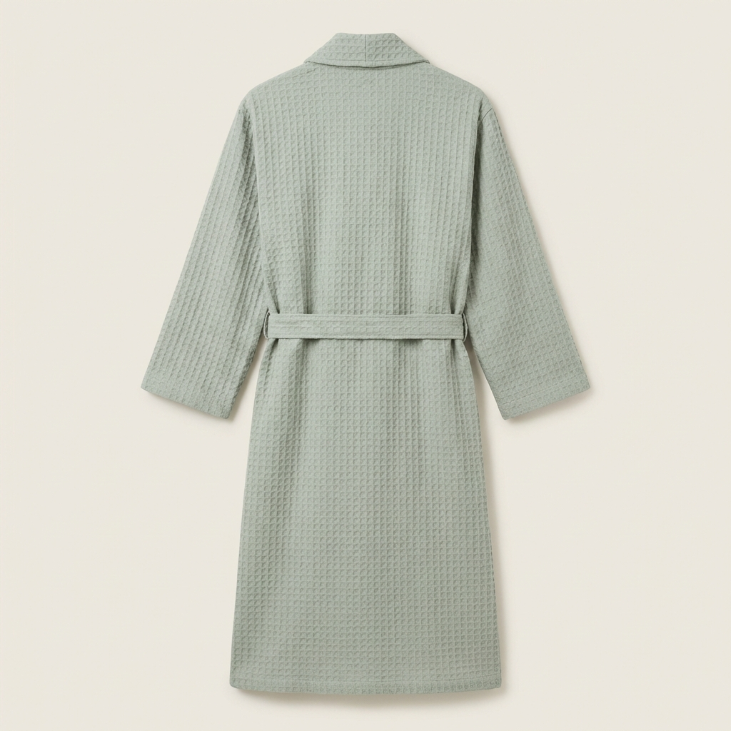 Peignoir Kimono Mixte en Coton Nid d’Abeille Long et Léger