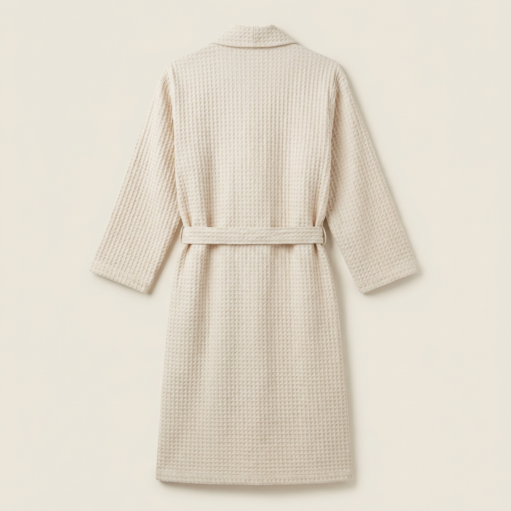 Peignoir Kimono Mixte en Coton Nid d’Abeille Long et Léger