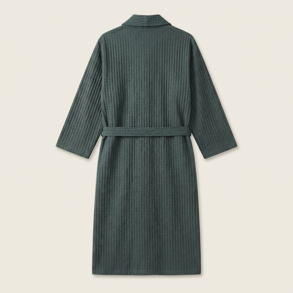 Peignoir Kimono Mixte en Coton Nid d’Abeille Long et Léger