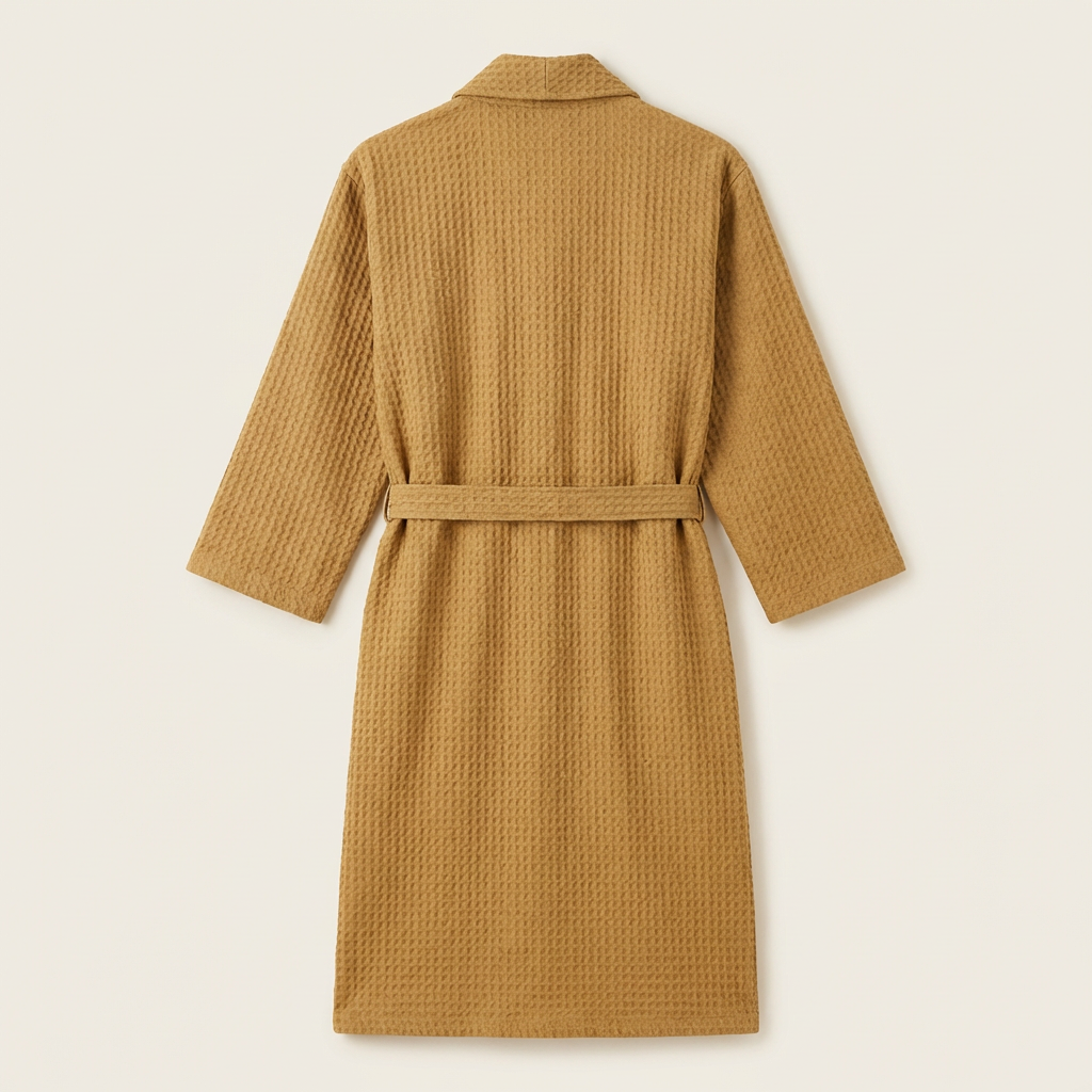 Peignoir Kimono Mixte en Coton Nid d’Abeille Long et Léger