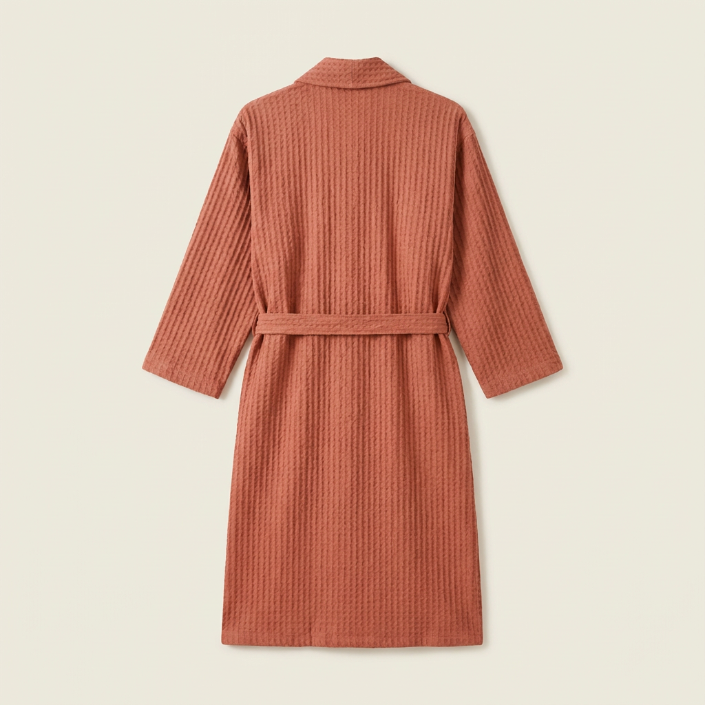 Peignoir Kimono Mixte en Coton Nid d’Abeille Long et Léger