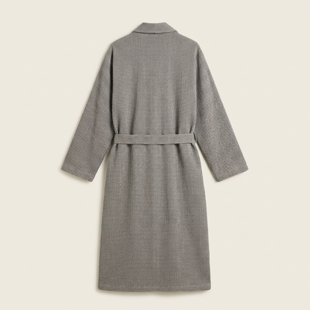 Peignoir Kimono en Gaze de Coton Petits Carreaux