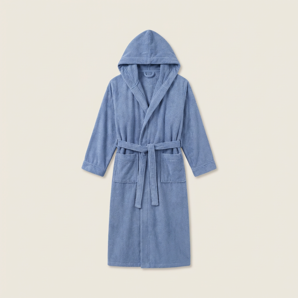 Peignoir Long Mixte à Capuche en Coton