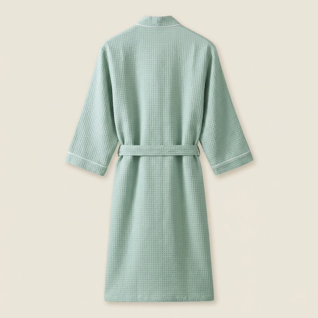 Peignoir Kimono Mixte en Coton Nid d'Abeille Léger