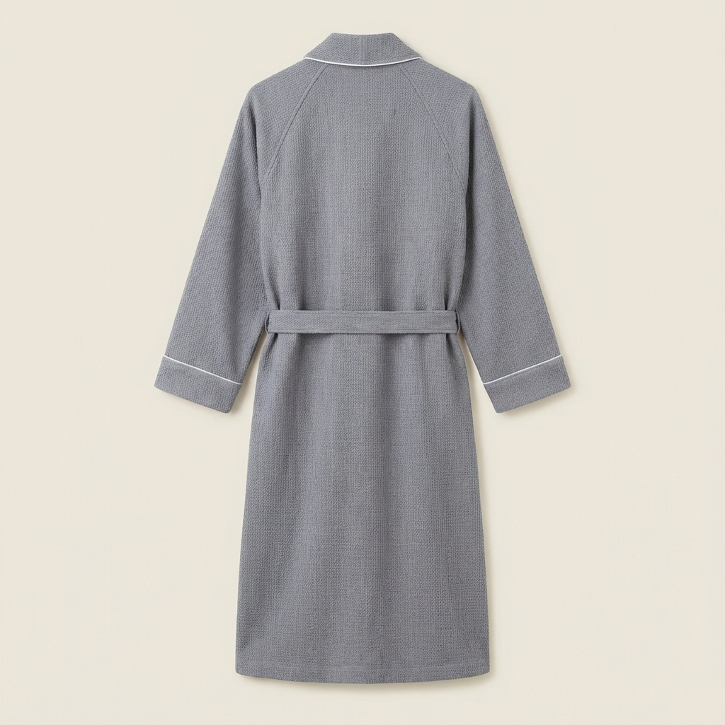 Peignoir Long en Coton Nid d’Abeille Col Châle