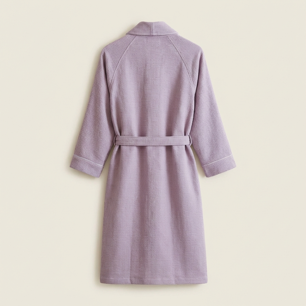 Peignoir Long en Coton Nid d’Abeille Col Châle