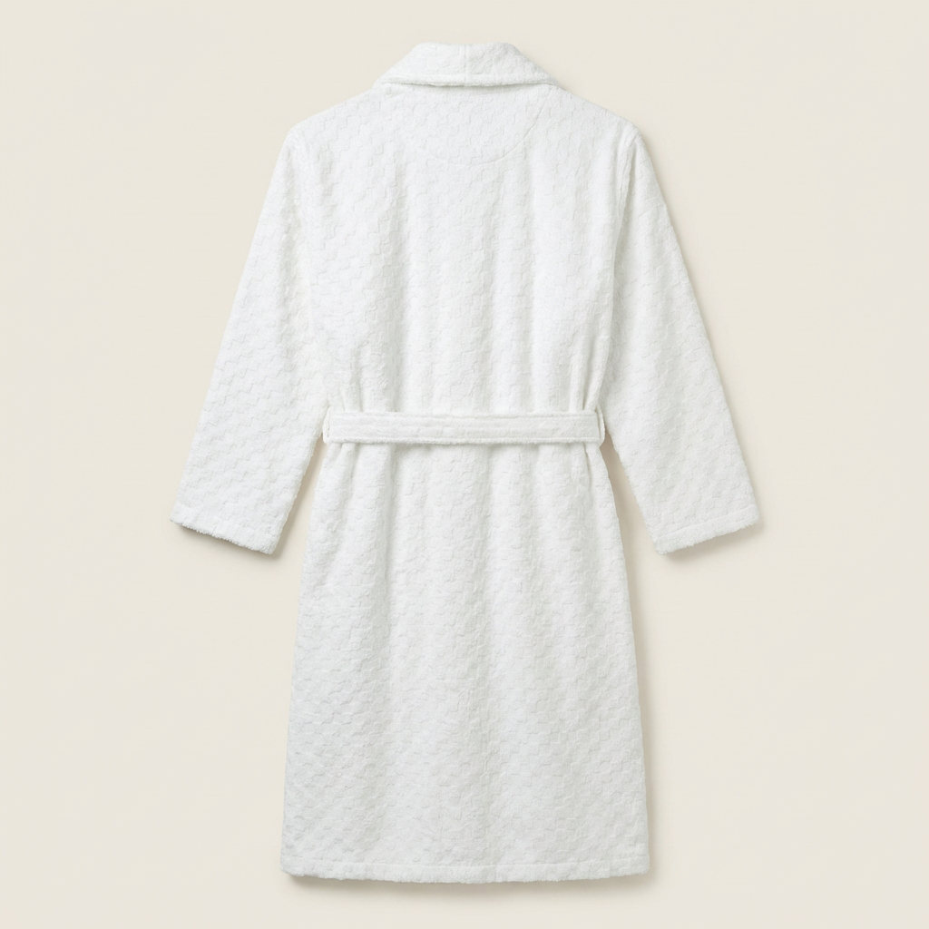Peignoir Long en Coton Jacquard Damier