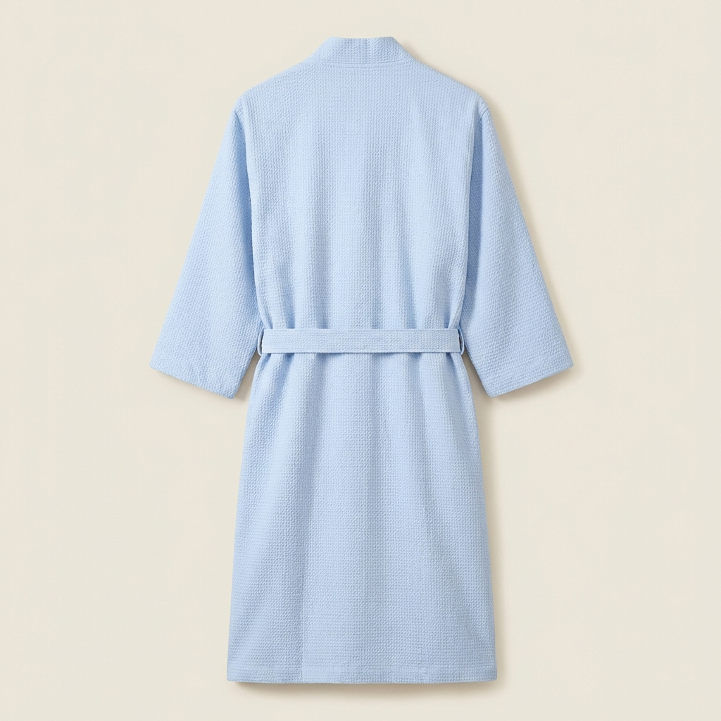Peignoir Kimono Mixte en Coton Nid d’Abeille Léger Style Minimal