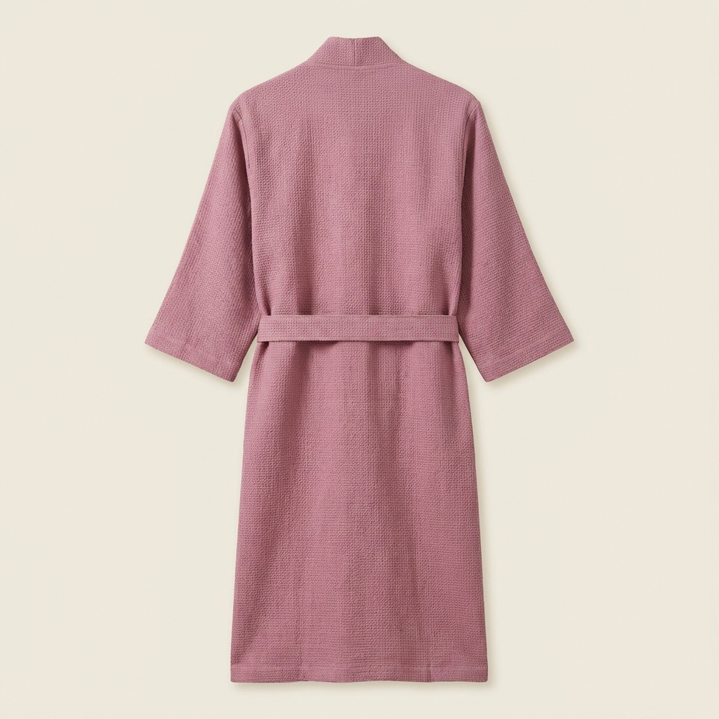 Peignoir Kimono Mixte en Coton Nid d’Abeille Léger Style Minimal