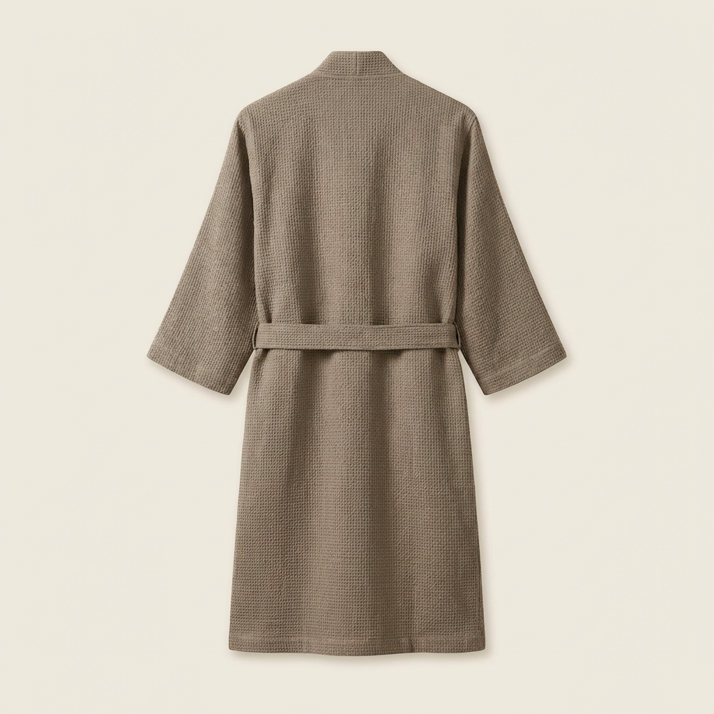 Peignoir Kimono Mixte en Coton Nid d’Abeille Léger Style Minimal