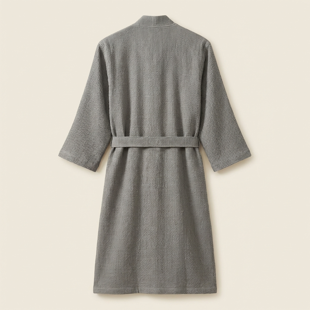 Peignoir Kimono Mixte en Coton Nid d’Abeille Léger Style Minimal