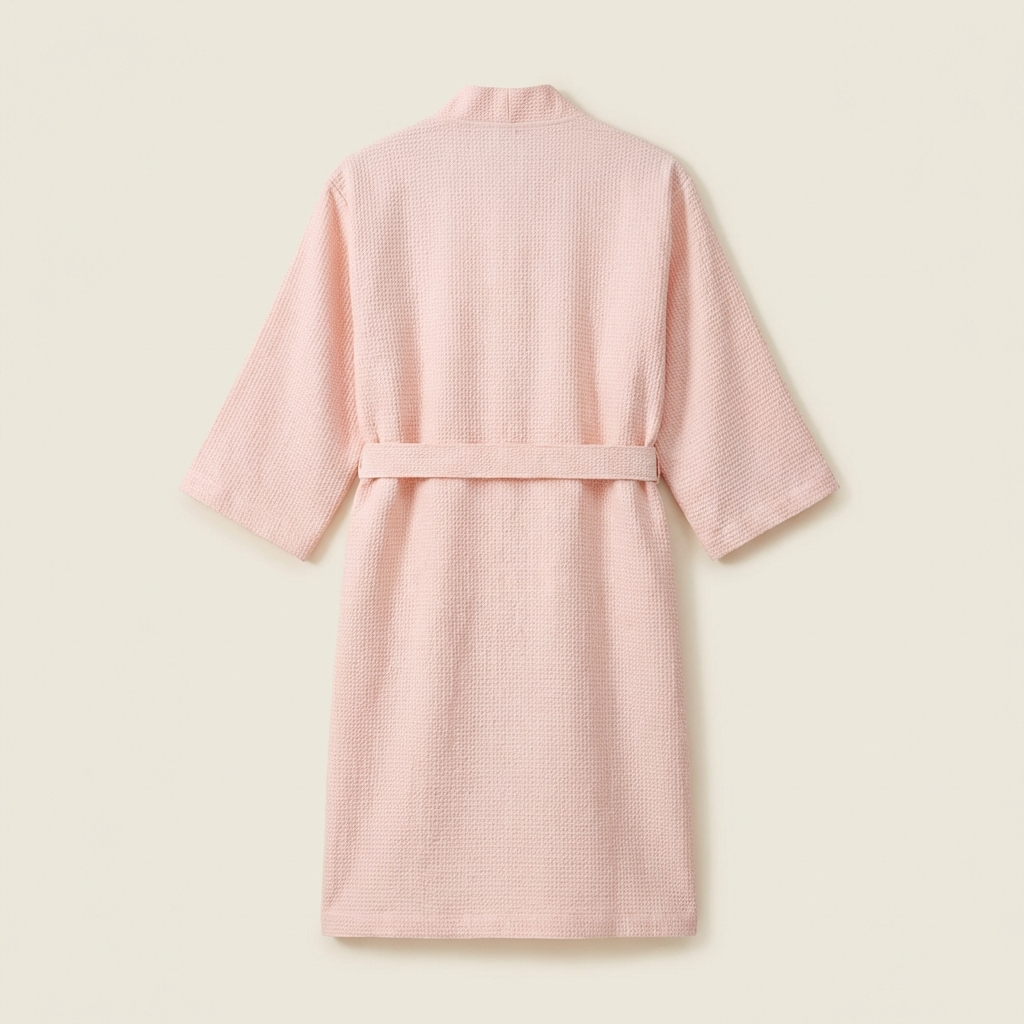 Peignoir Kimono Mixte en Coton Nid d’Abeille Léger Style Minimal
