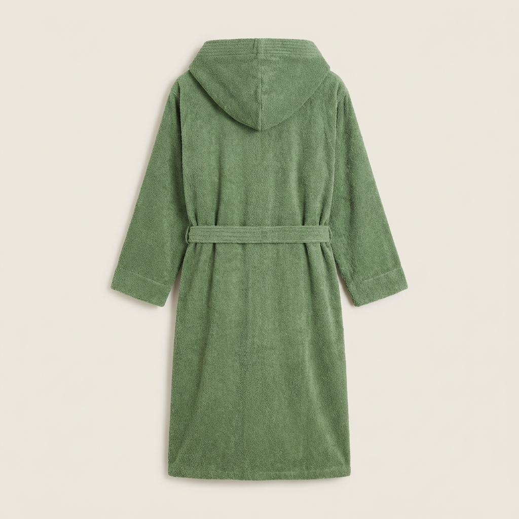 Peignoir Long à Capuche en Coton Éponge