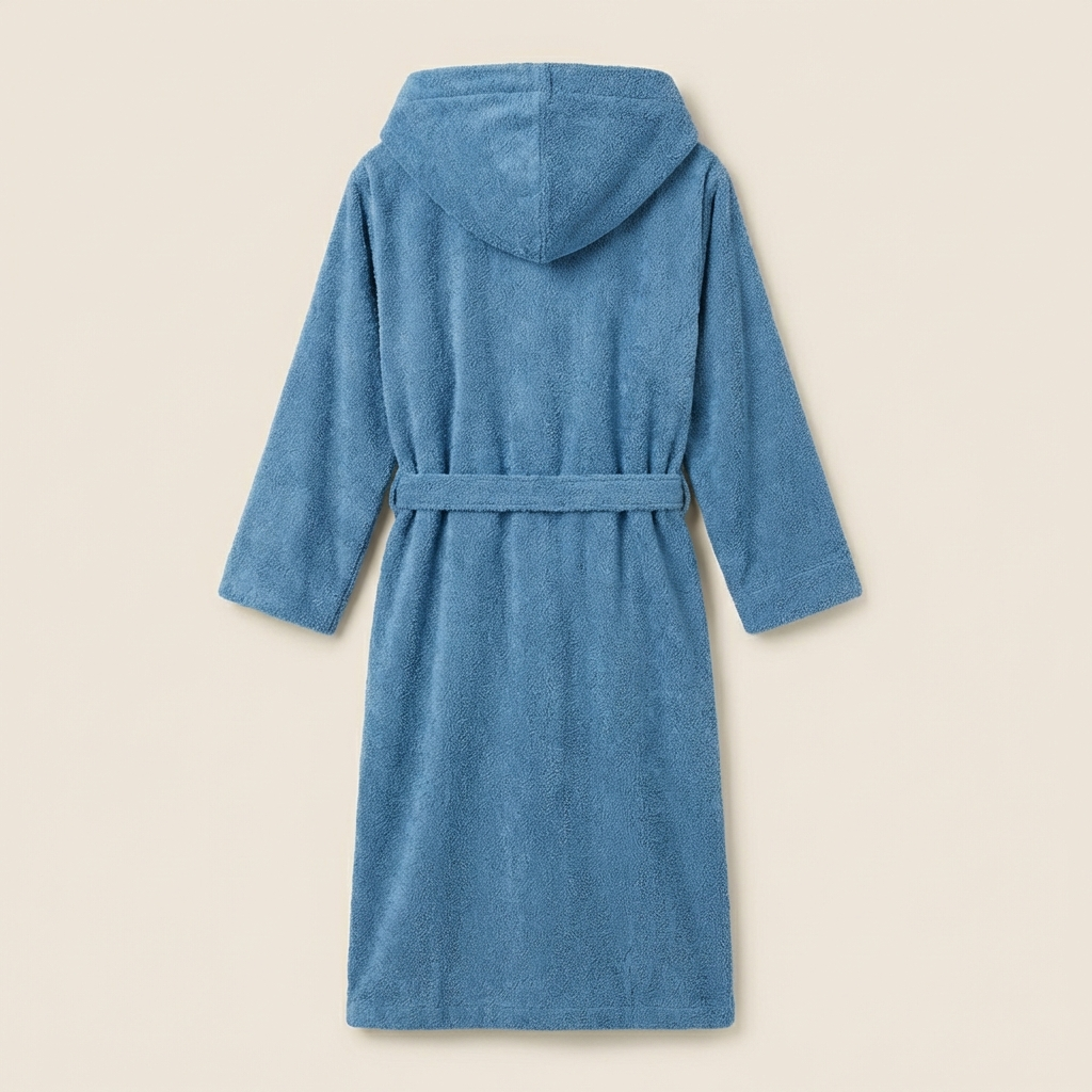 Peignoir Long à Capuche en Coton Éponge