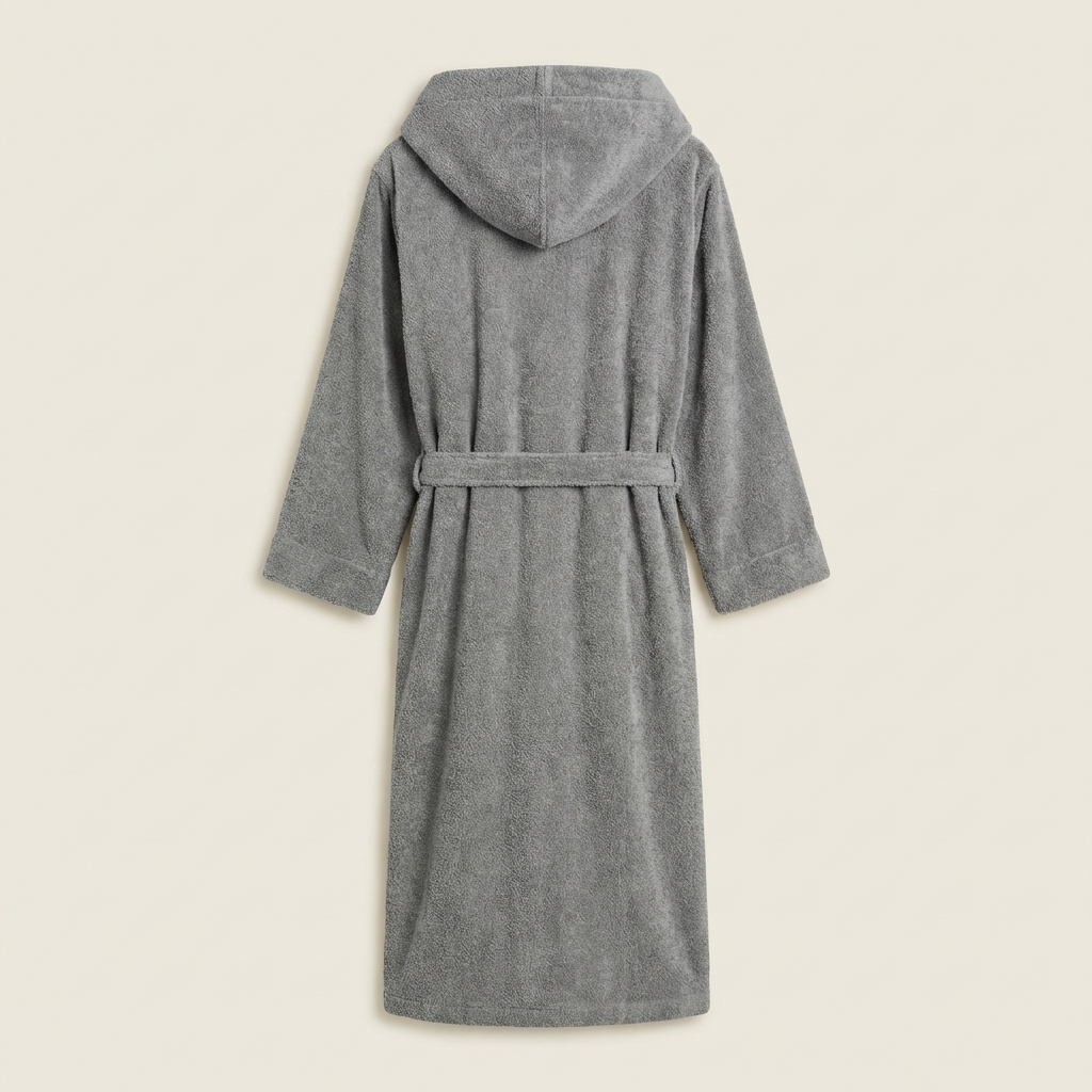 Peignoir Long à Capuche en Coton Éponge