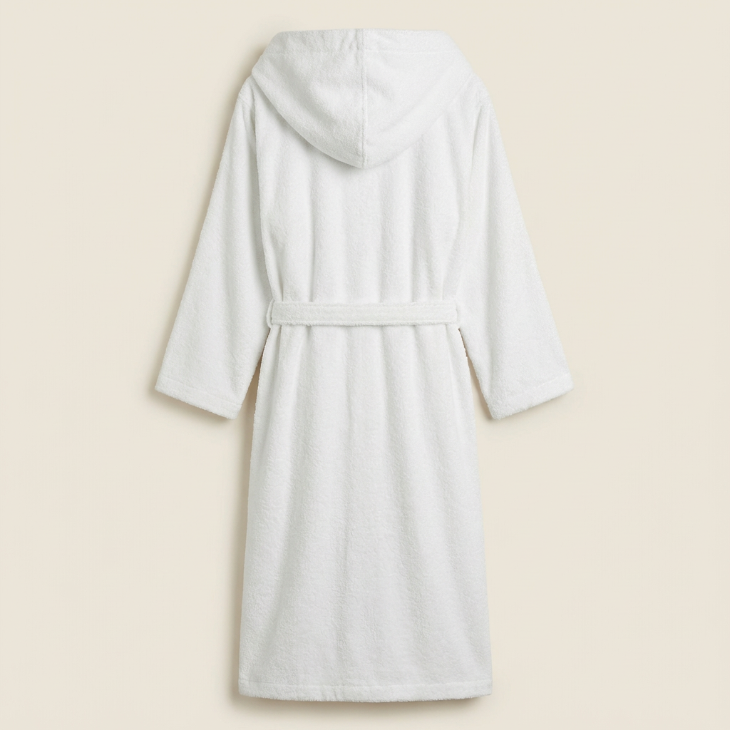 Peignoir Long à Capuche en Coton Éponge