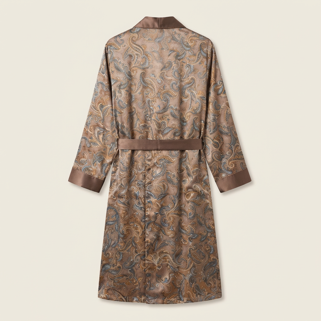 Peignoir Kimono Homme Été en Soie Motif Baroque