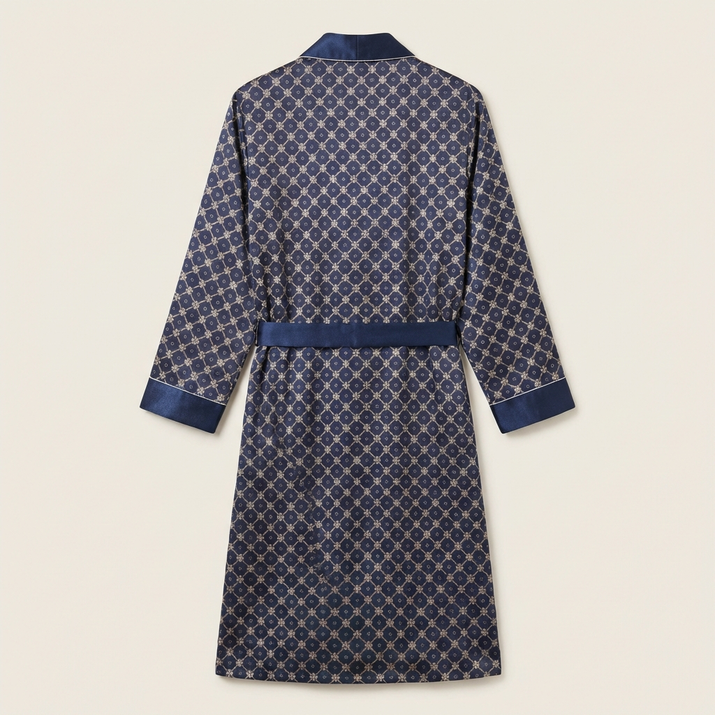 Peignoir Kimono Homme Été en Soie Motif Baroque