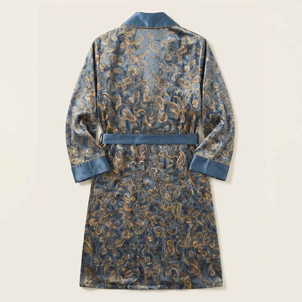 Peignoir Kimono Homme Été en Soie Motif Baroque