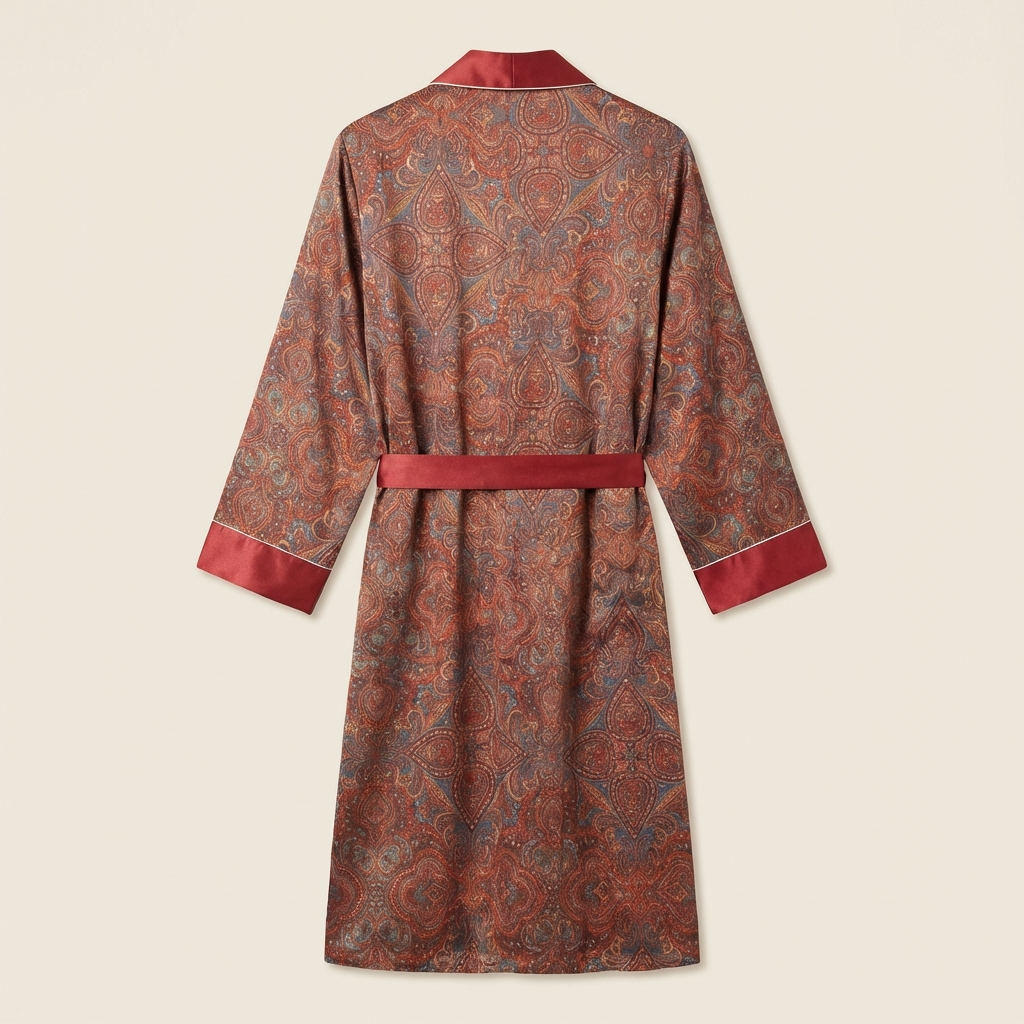 Peignoir Kimono Homme Été en Soie Motif Baroque