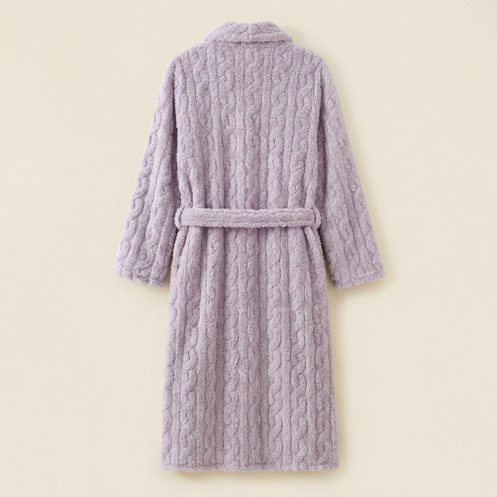 Peignoir Long Femme en Polaire Torsadée Chaud et Doux