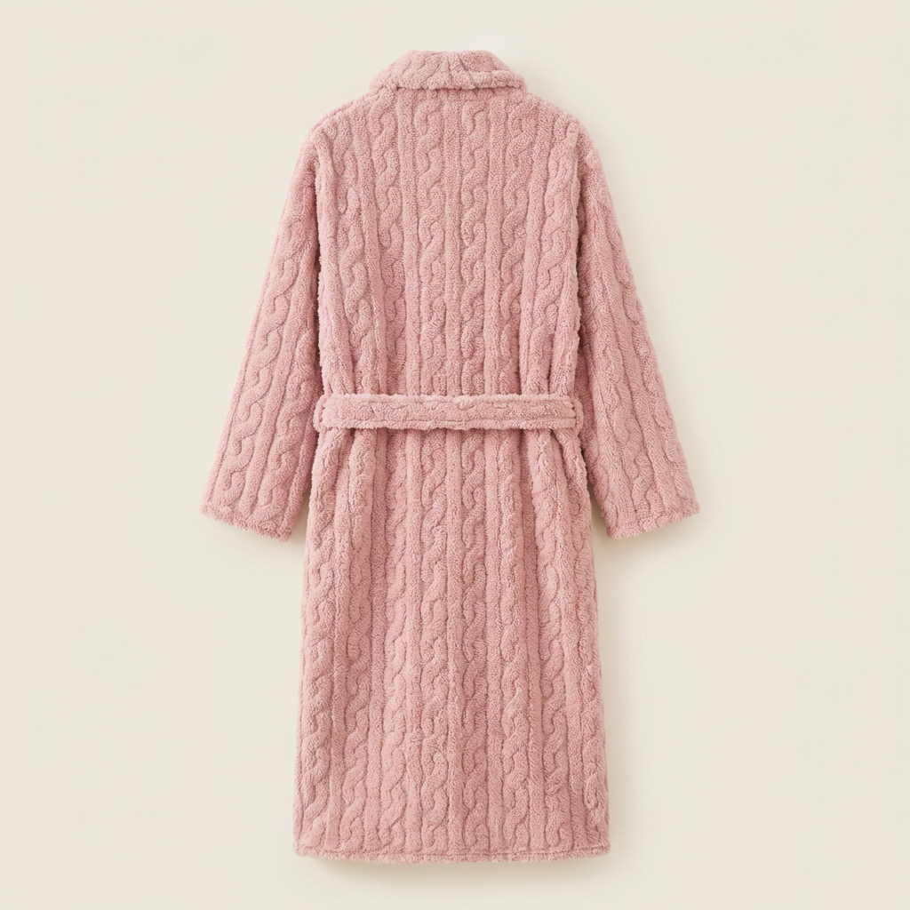 Peignoir Long Femme en Polaire Torsadée Chaud et Doux