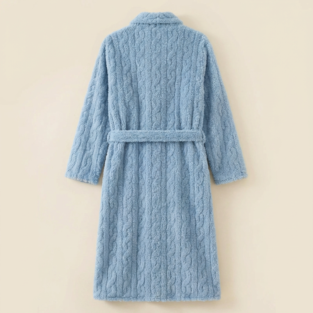 Peignoir Long Femme en Polaire Torsadée Chaud et Doux