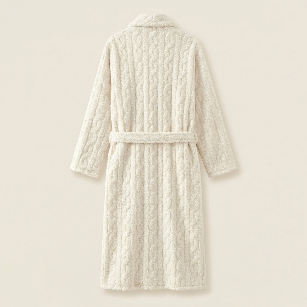 Peignoir Long Femme en Polaire Torsadée Chaud et Doux
