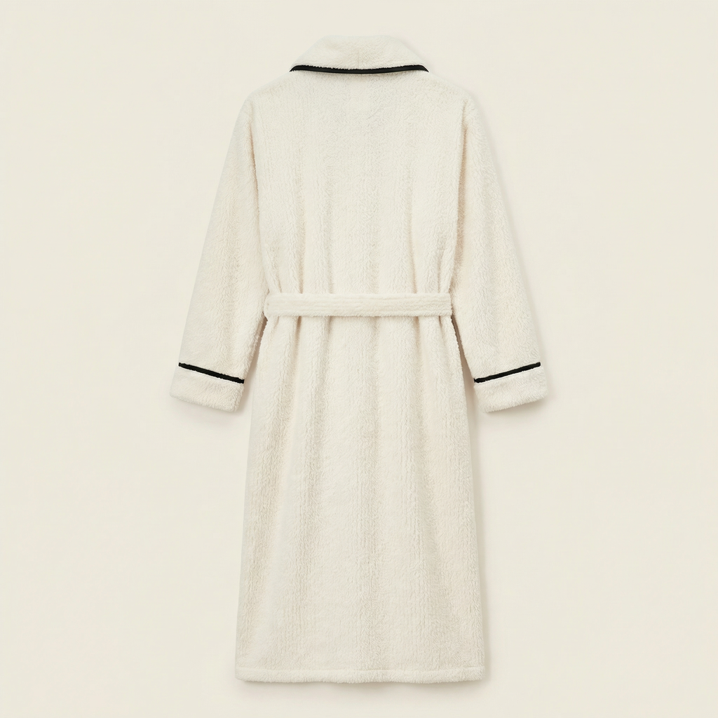 Peignoir Polaire Long Col Châle Confort Hiver