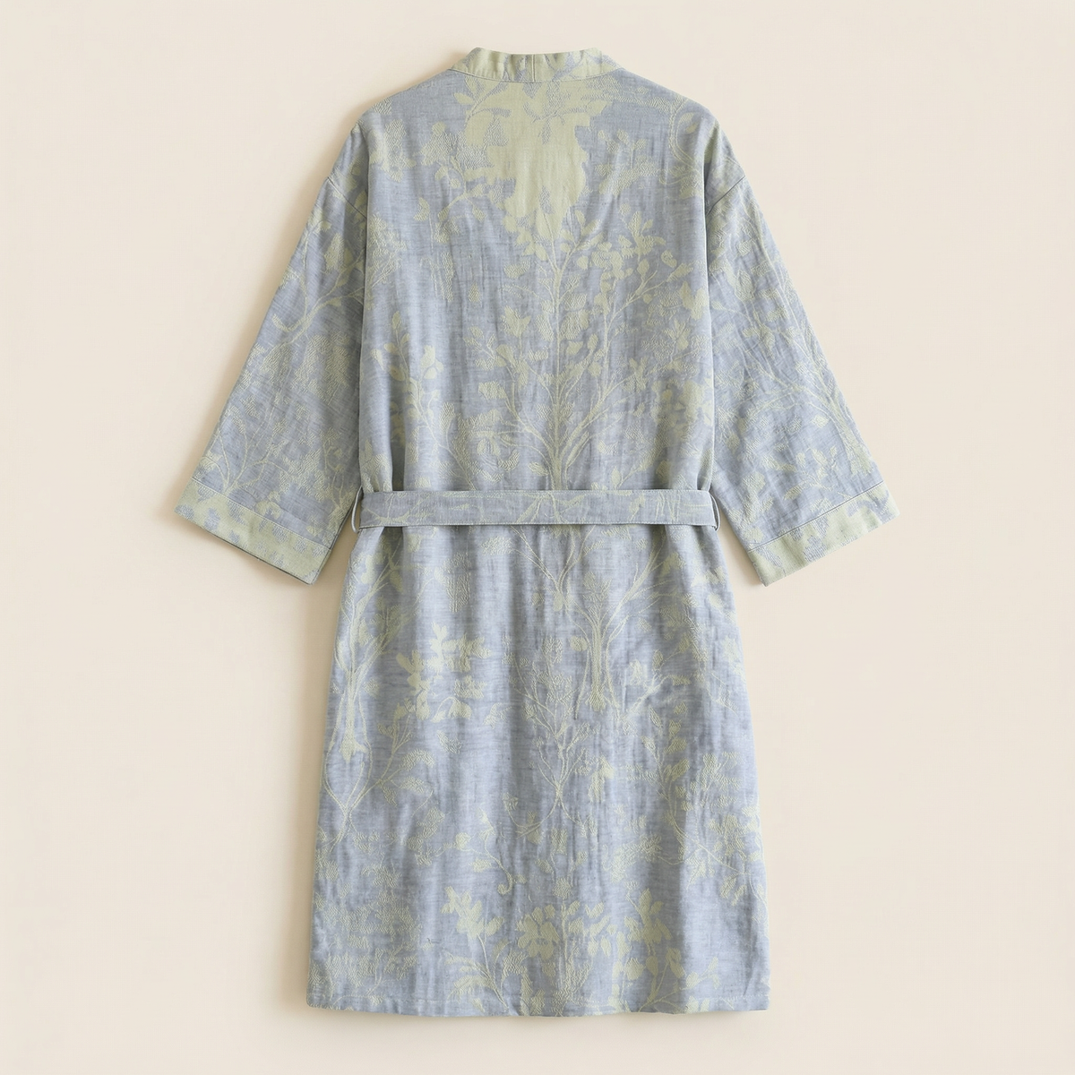 Peignoir Kimono Femme en Coton Léger Brodé Fleuri