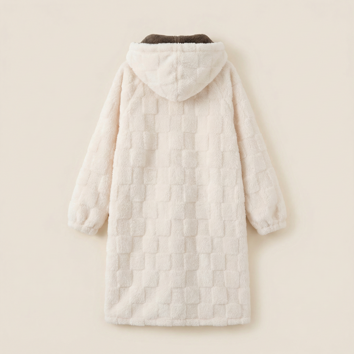 Peignoir Polaire Épais à Boutons avec Capuche Modèle Hiver