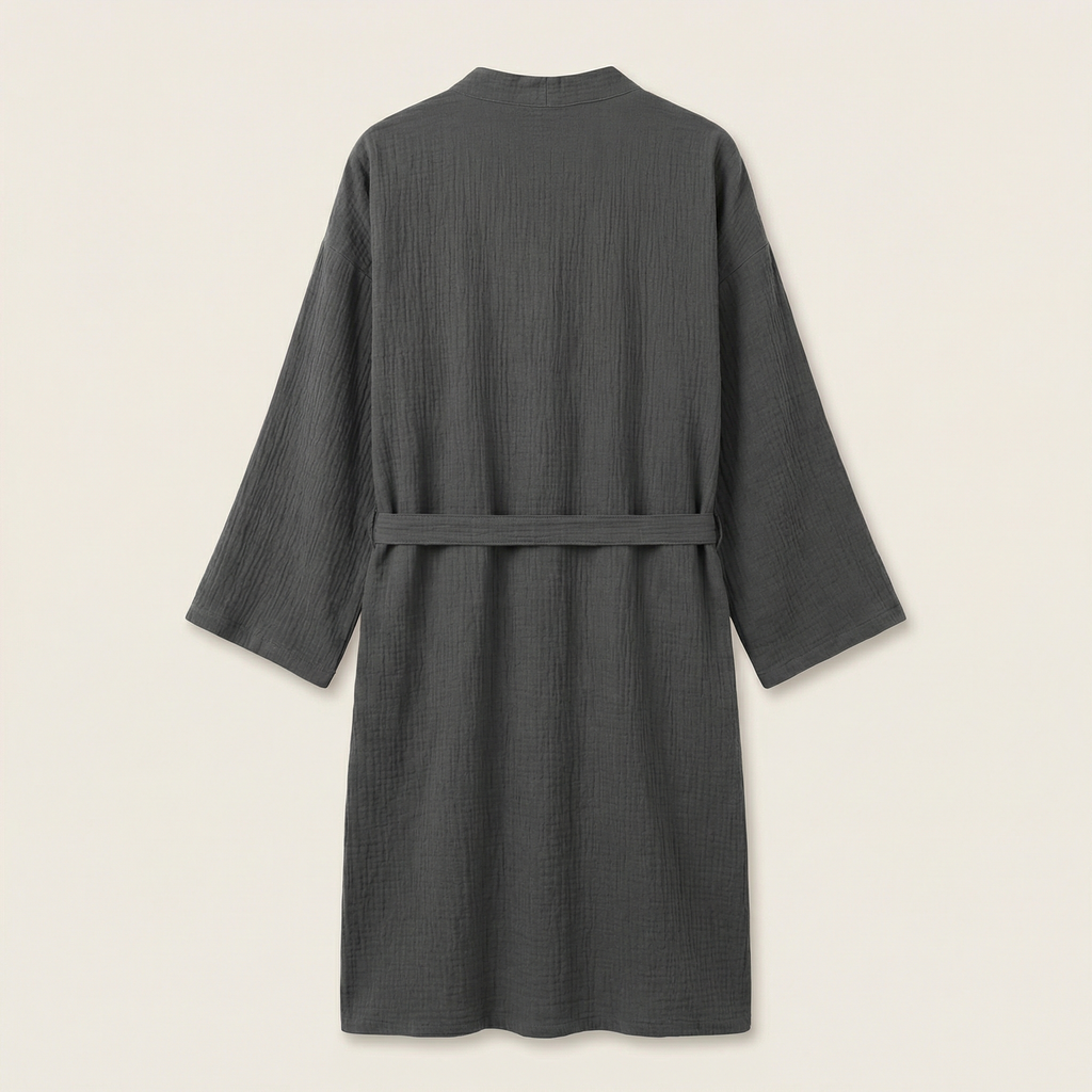 Peignoir Kimono Homme en Coton Effet Froissé