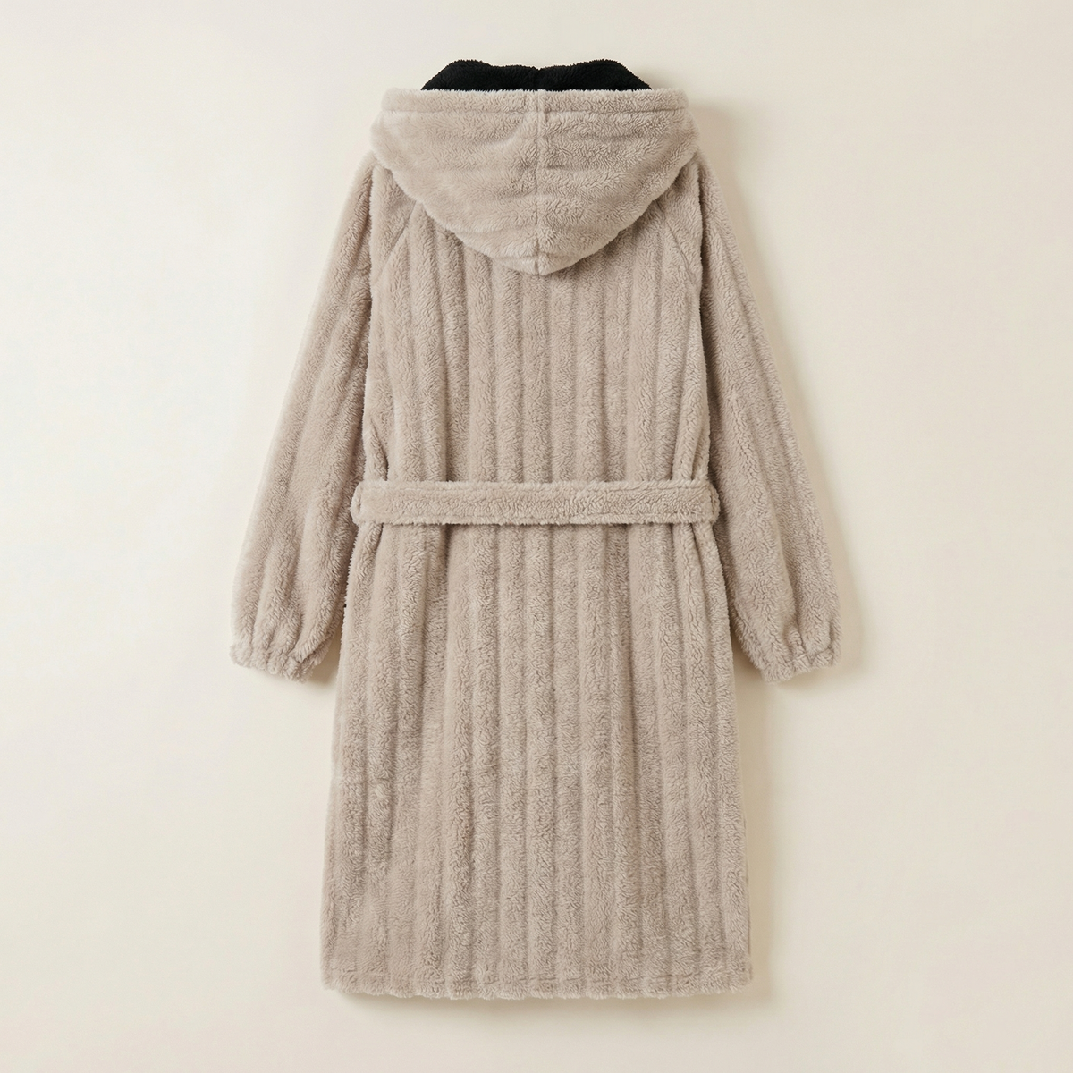 Peignoir Polaire Long à Capuche Boutonné & Ultra Chaud