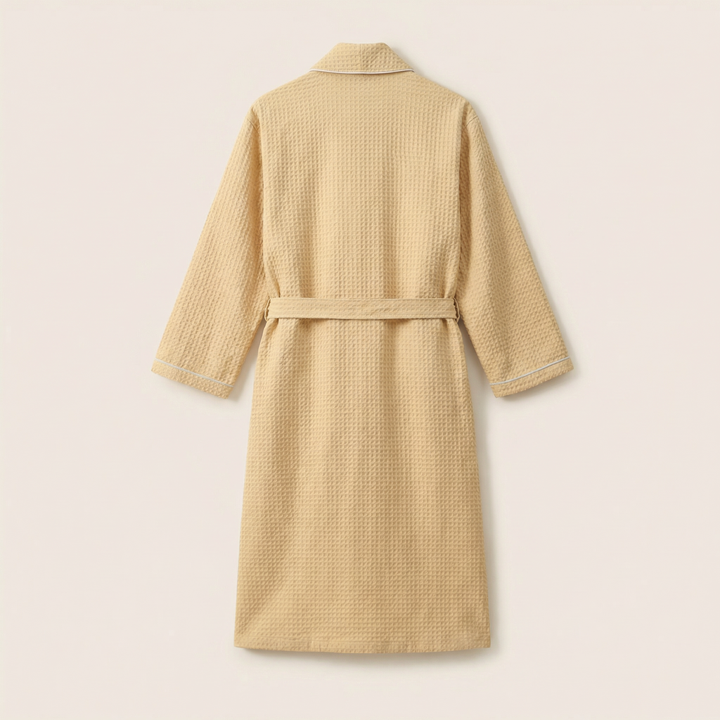Peignoir Nid d'Abeille Long Minimaliste en Coton